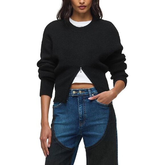 HUDSON Jeans Sweaters - Hudson Jeans Womens  Lizbeth Front Zip Wool-Blend Sweater